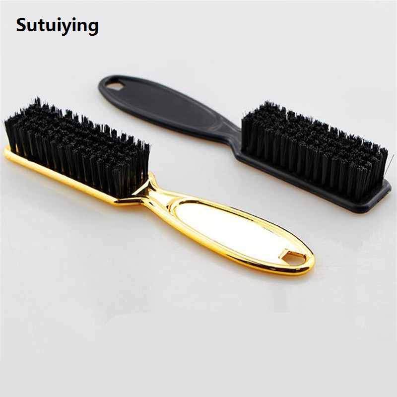 Sutuiying 2PCS Plastic Handle Retro Gold Hairdressing Brush Soft Hair Cleaning New Brush Barber Neck Duster Broken Hair Remove Comb Hair Comb