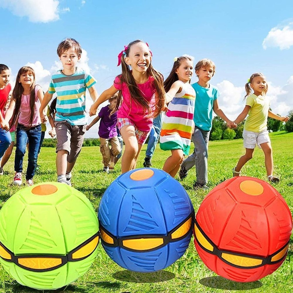 Flying UFO Flat Throw Disc Ball with LED Light Coy Toy for Children Outdoor Garden Beach Game Kids Sports Balls ( Random Colour)