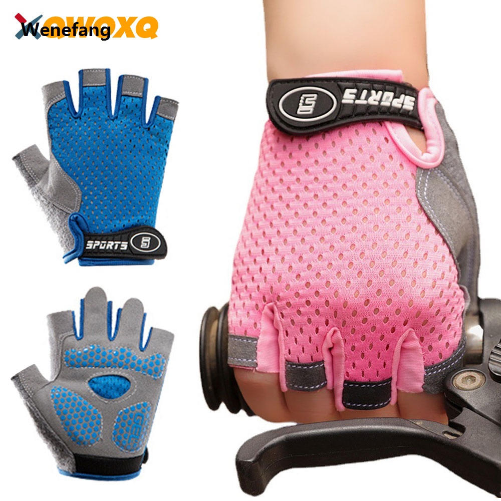 Wenefang 1Pair Kids Cycling Gloves Bike Gloves for Boy Girl Training Outdoor Sports Breathable Anti-Slip Half Finger Road Bike Gloves