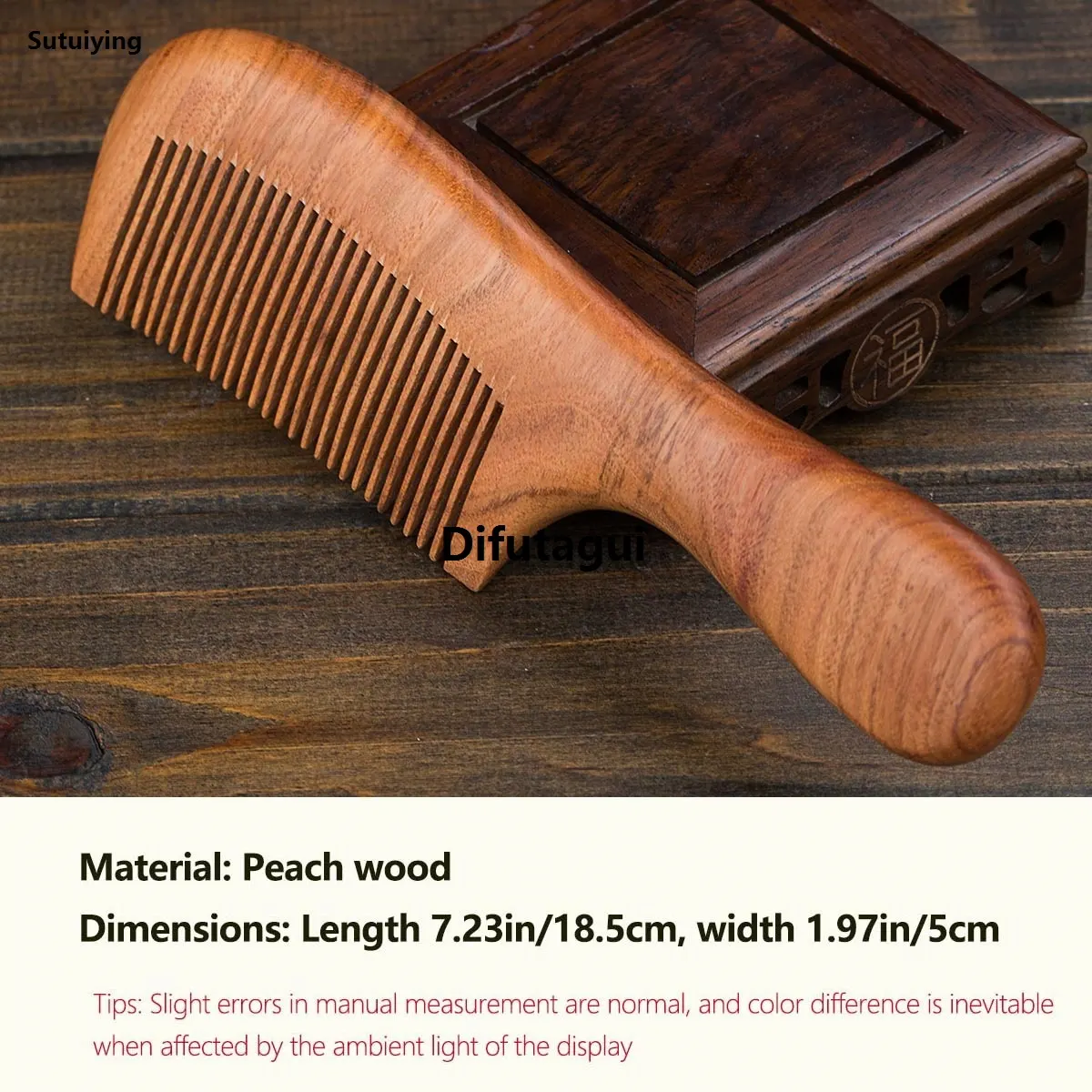 Difutagui Natural Peach Wood Comb Household Wood Comb Anti static 2025 Luxury New Portable Men's and Women's Long Hair Massage Comb - image 1