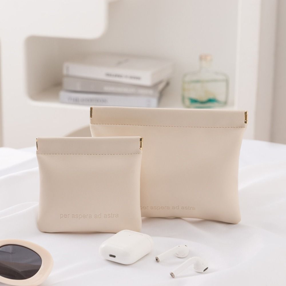 Fashion Automatic Closing Lipstick Bag Simple Portable Makeup Bag Mini PU Storage Bag