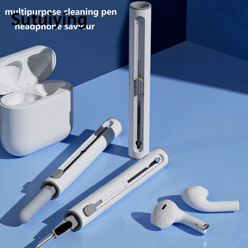 Sutuiying multi cleaning pen Cleaner Pen Soft Brush Double-Head Sponge Expandable White Dust Remover for airpods Earphone CleanerTool Sets