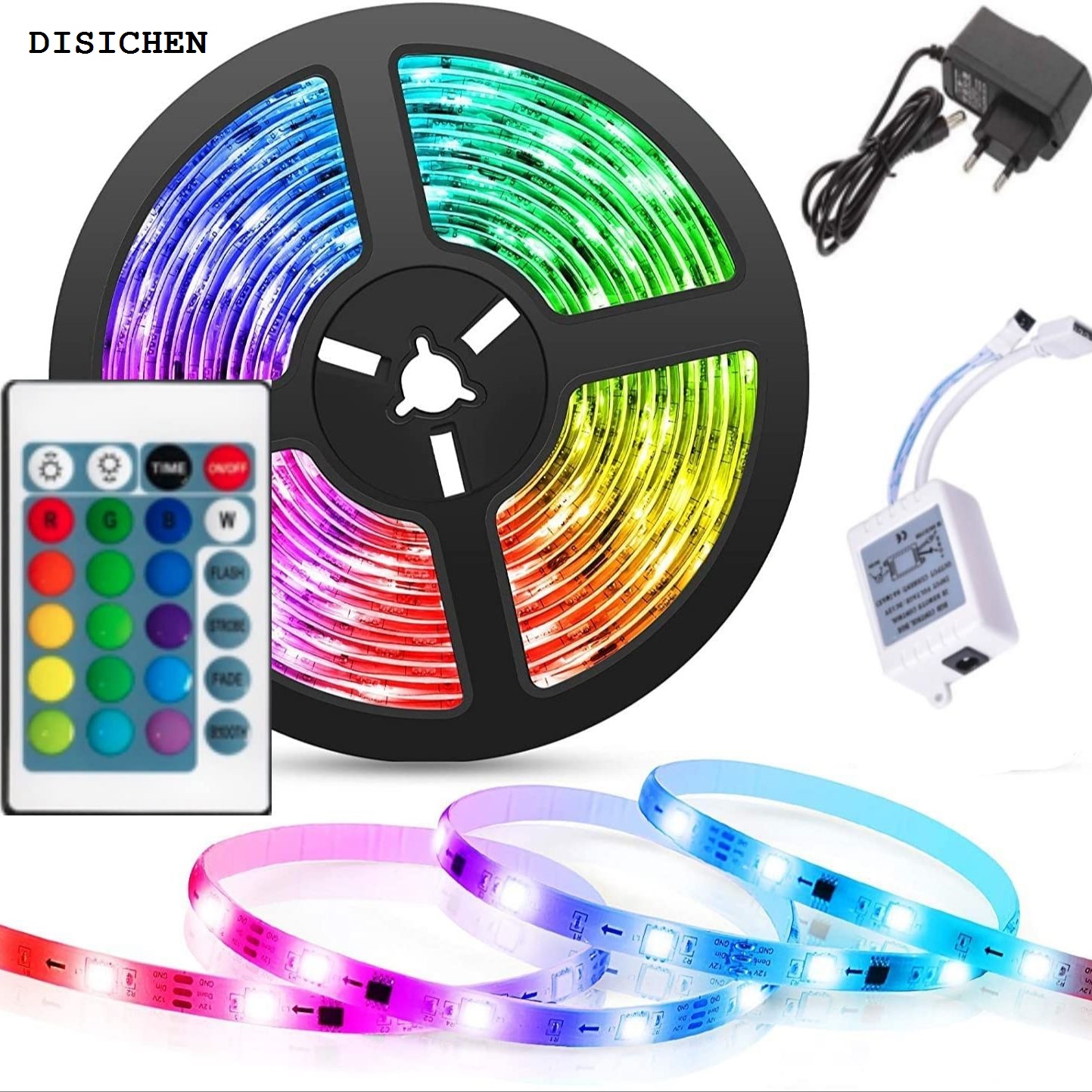 DISICHEN Bargain price LED Strip Lights 5m RGB 5050 2835 5V RGB LED Lamp Ribbon Flexible Light For Room Decoration TV Backlight Diode Tape