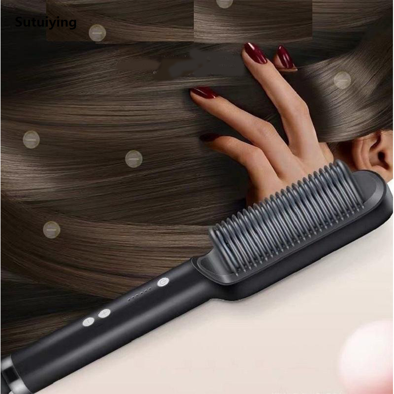 Sutuiying Electric Hair Straightener Brush Professional Fashion 2025 Fast Heating Ceramic Hair Straightener
