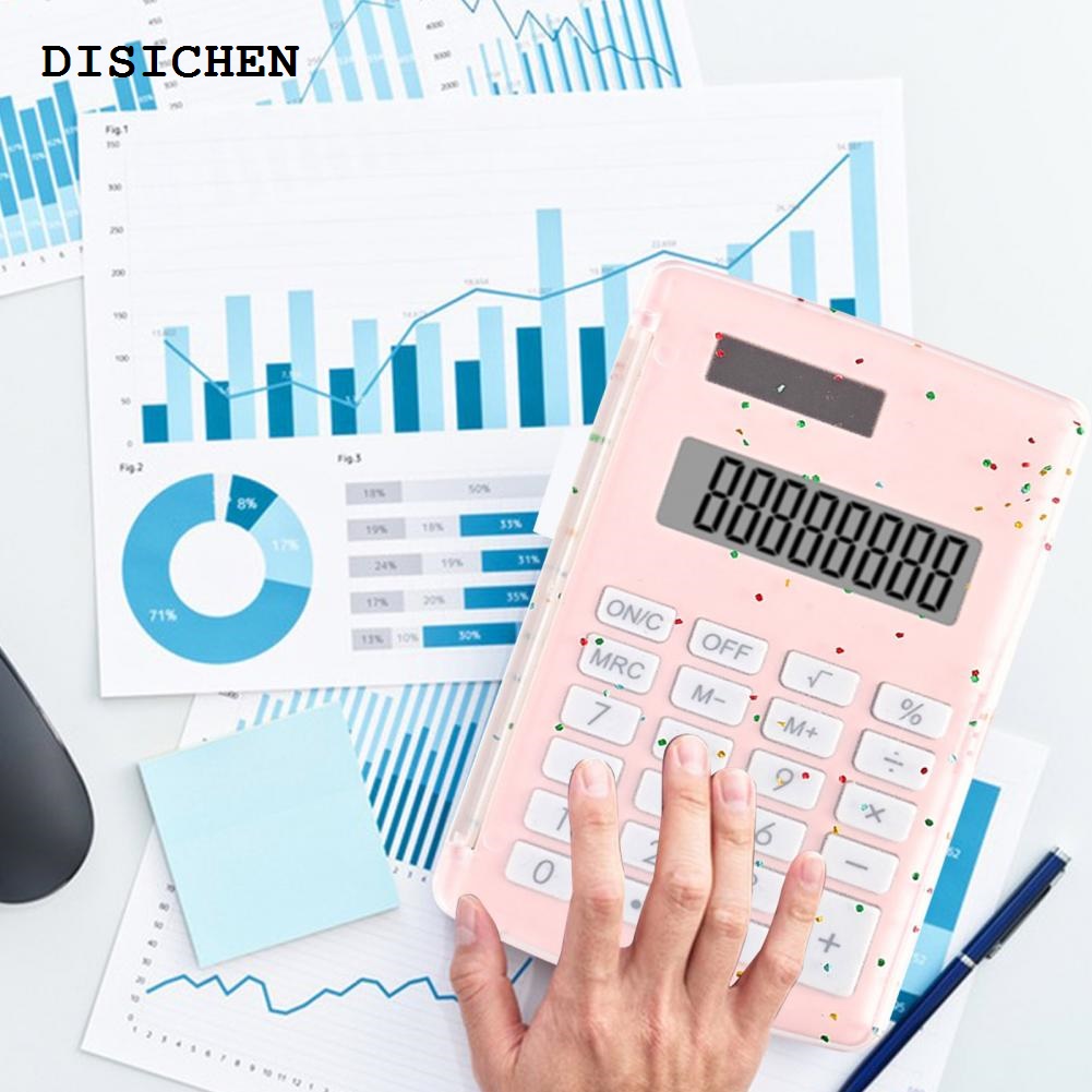 DISICHEN Lcd Display Calculator Solar Battery Operated Desktop Calculator with Lcd Display Big Buttons Portable Student Finance Office