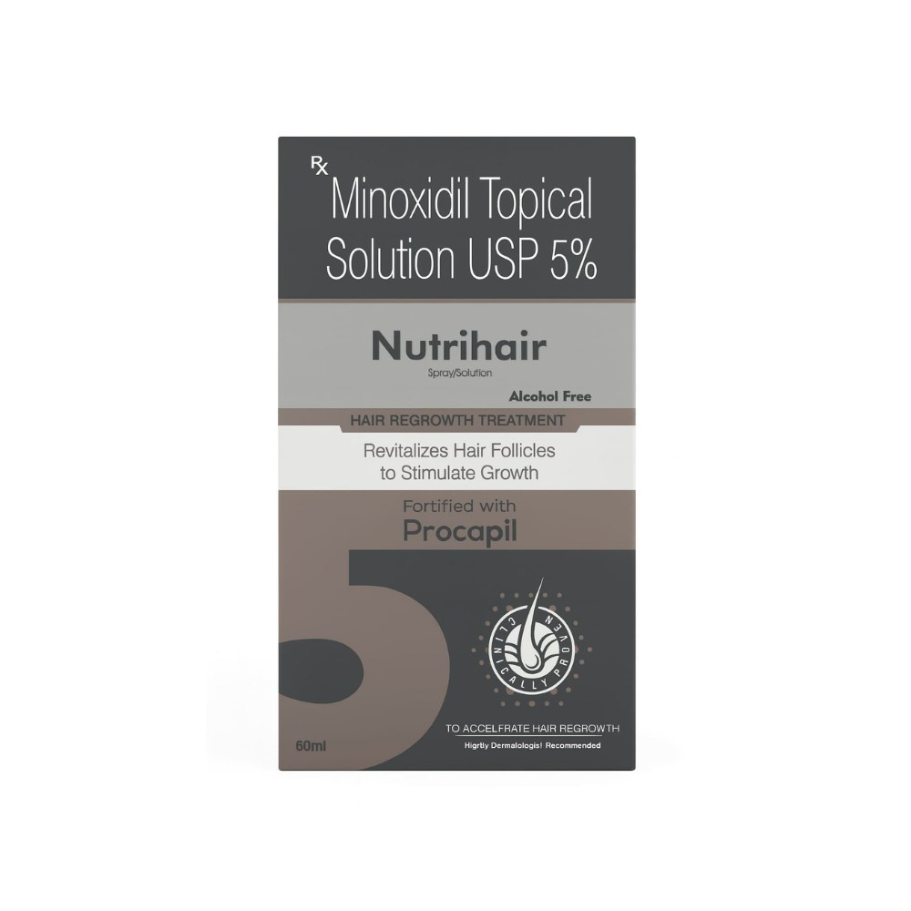 Nutri.hair Topical Solution USP 5% Alcohol Free, Revitalizes Hair Follicles to Stimulate Growth, 60ml