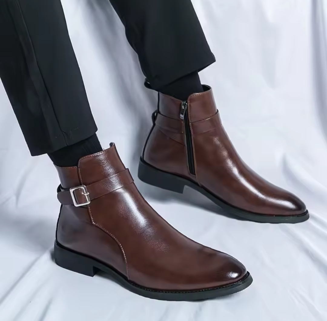 Classic New Brown Leather Ankle Boots For Men