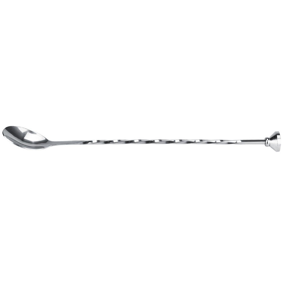 Multi-Function Stainless Steel Cocktail Drink Mixer Rust Resistant Polished Smooth Surface Mixing Spoon Comfortable Grip Long Handle Stirring Spoon Cocktails