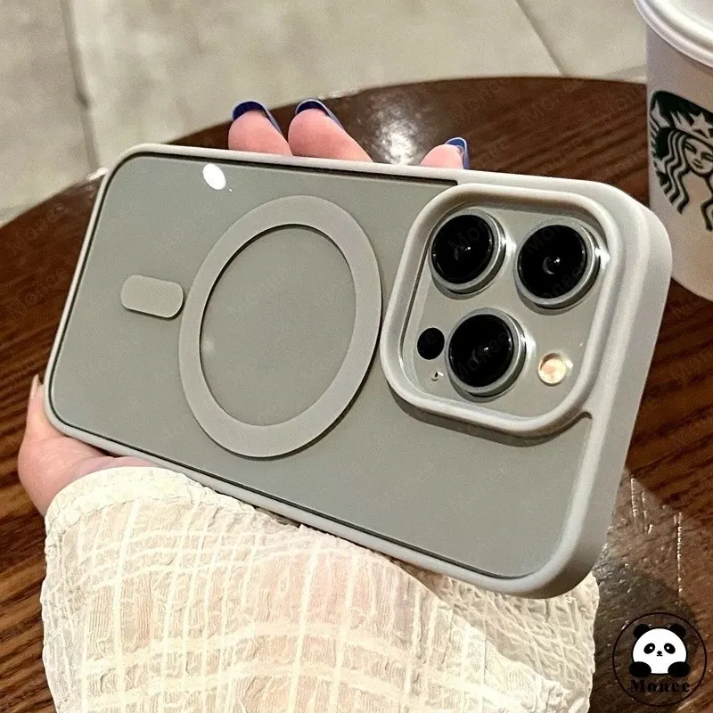 Vylon ♥Original Product+ +COD♥Monee Original color titanium Magnetic Wireless Charging Matte Transparent Acrylic Hard Case Compatible For iPhone 11 12 13 14 15 Pro Max XR X XS 7 8 Plus Phone Case Cover Silicone Bumper Clear Hard PC