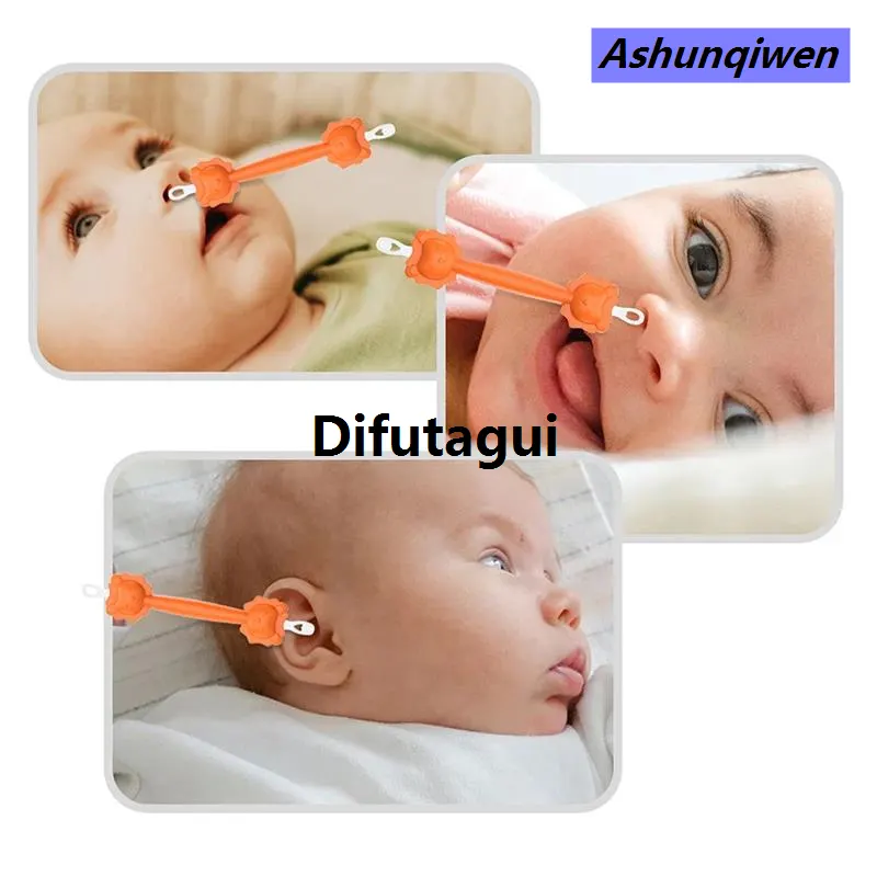 Difutagui 1PCS Baby Cleaner Spoon Double Headed Multifunctional Soft Wax Profesional Curette Picker Ear Nose Cleaning Stick Silicone Clean Tweezers
