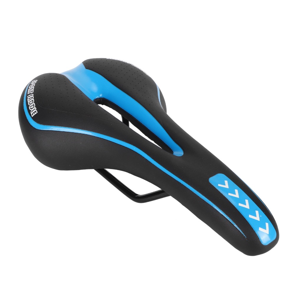 Comfortable Universal Bike Saddle Breathable Black and Blue Bicycle Saddle Replacement Easy Installation Padded Bike Seat for Road, Mountain and Folding Bikes