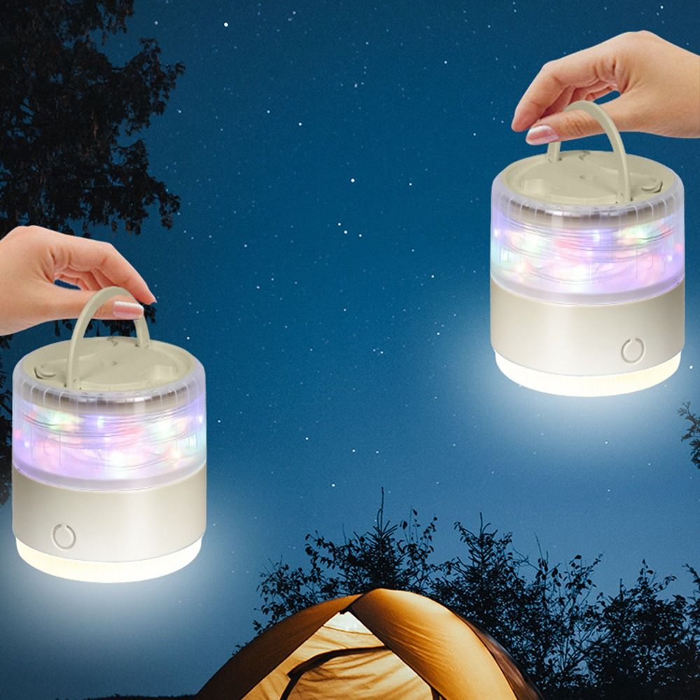 Tent Light RGB LED Camping Lamp IPX6 Waterproof Portable Reel String Lights with Hook Retractable String Garden Decoration Lamp Camping Use
