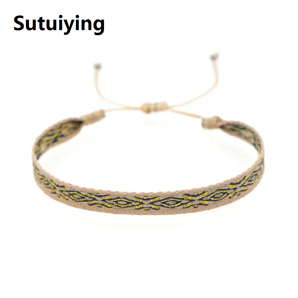 Sutuiying Uni Handmade Woven Bracelet Wholesale Colombia Cloth Braided Bracelets for Women Men Bohemian Hippie Friendship Jewelry
