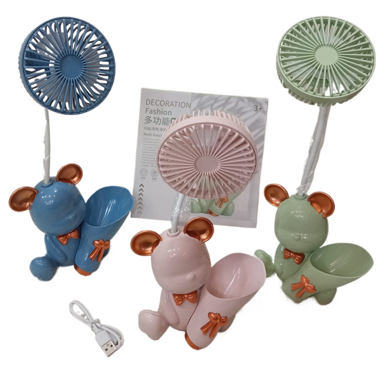 Compact and cute, the Mini USB Rechargeable Bear Fan is silent, handheld, and perfect for students.