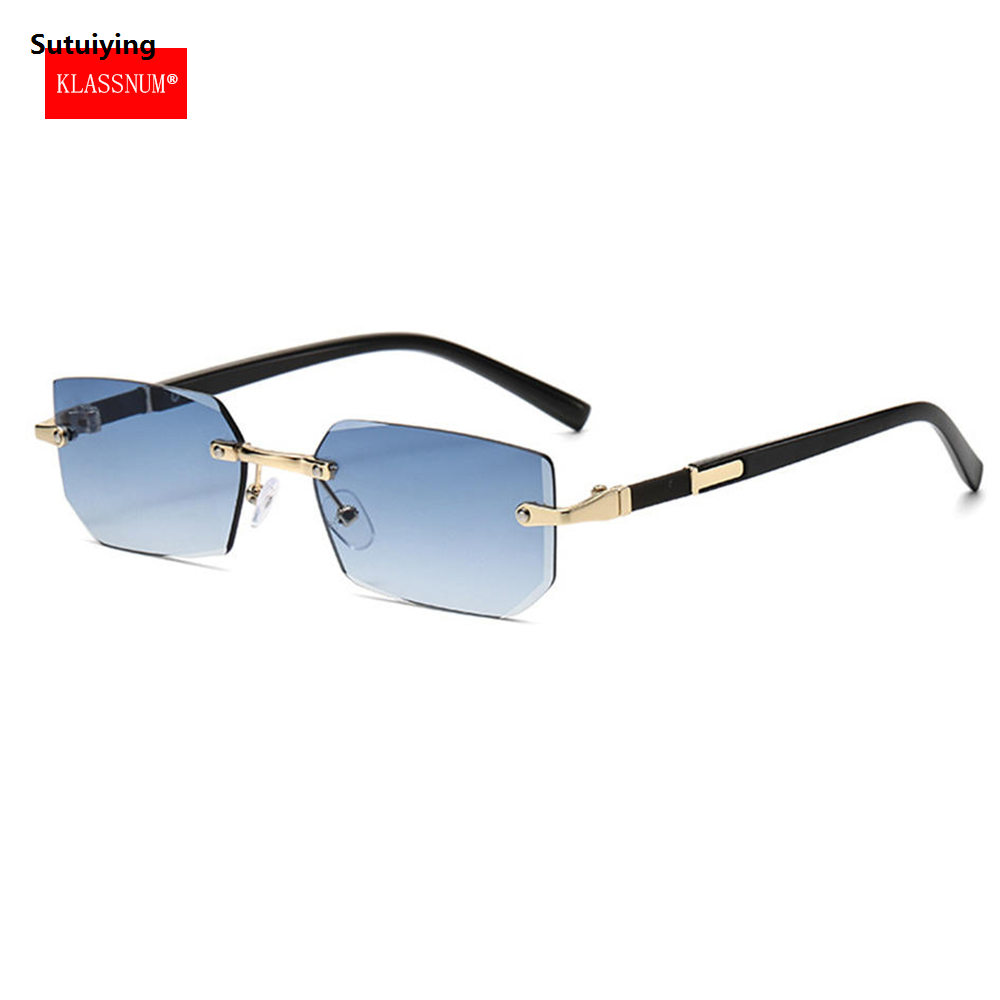 Sutuiying KLASSNUM Men Sunglasses 2025 Rimless Rectangle Sunglasses Luxury Profesional Designer Vintage Square Shade Color Lens Sun Glasses Goggles