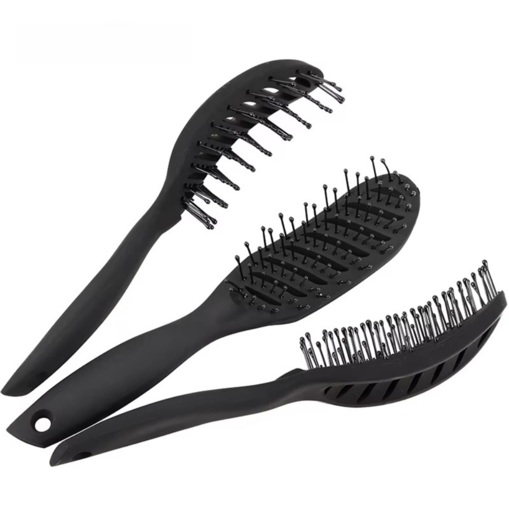 Small Anti Static Styling Hair Brush Heat-Resistant Plastic Wide Tooth Detangling Brush 9 Row Rack Curved Vent Wave Brush