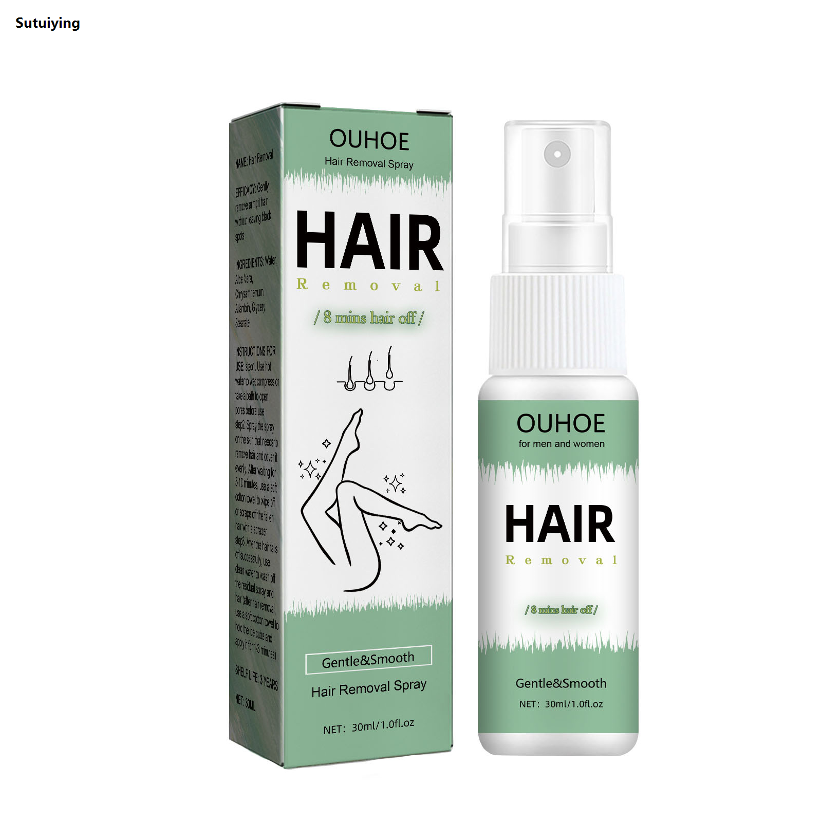 Sutuiying Hair Removal men, 8 Minutes Hair Removal men Natural Body Hair New Remover,Gently Inhibits Hair Growth For Arm Legs Armpits 30ml