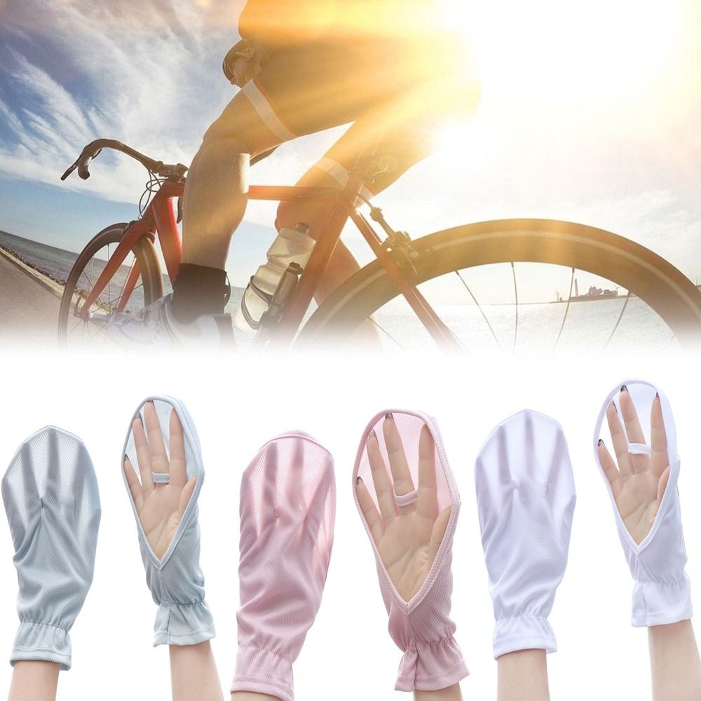 Driving Riding Mittens UV Protection Sunscreen Gloves Outdoor Sports Thin Women Lady Gloves Cycling Gloves Breathable Ice Silk Gloves Summer