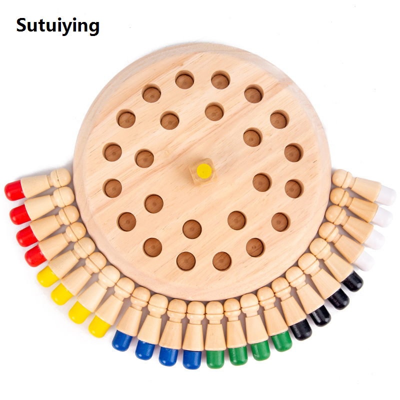 Sutuiying Wooden Memory Match Stick Chess Color Table Game Board Puzzles Hot Selling Montessori Educational Toy Cognitive Ability Learning Toys