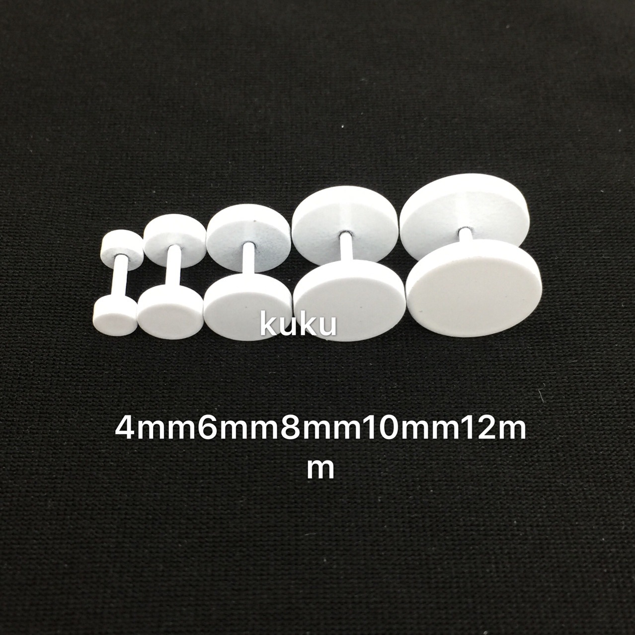 【New arrival】Classic stainless steel white round cake earrings women's fashion spray white oil barbell dumbbell earrings men