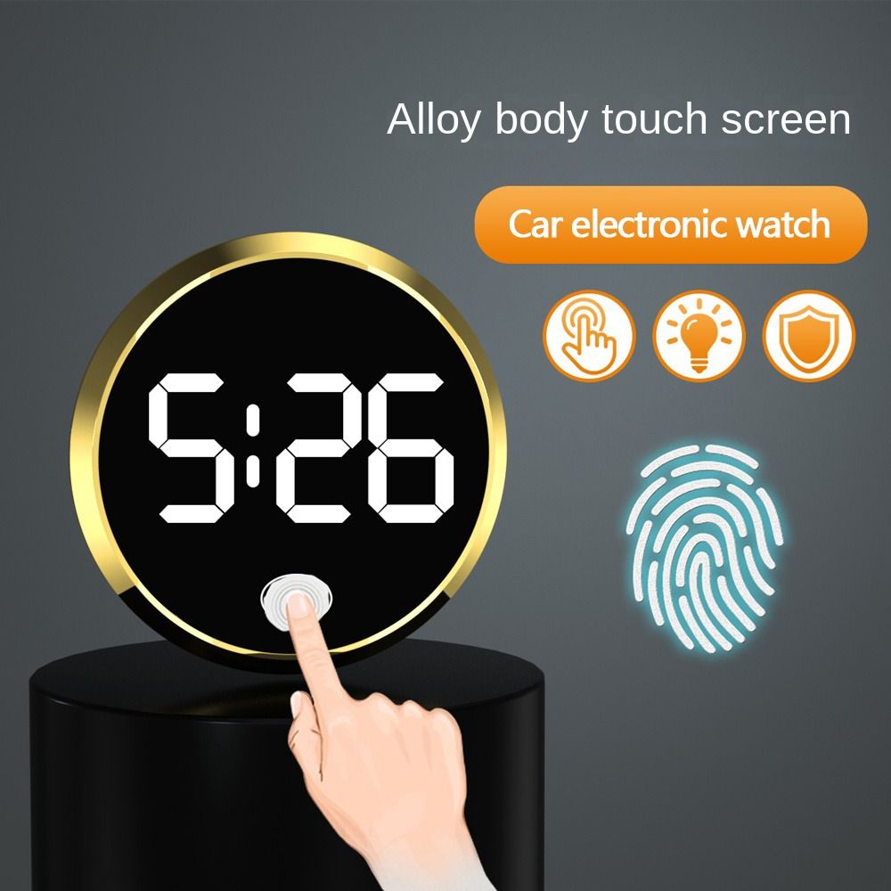 High Quality Creative Luminous Clock Touch Type Lightweight Digital Clock Portable Round Car Supplies
