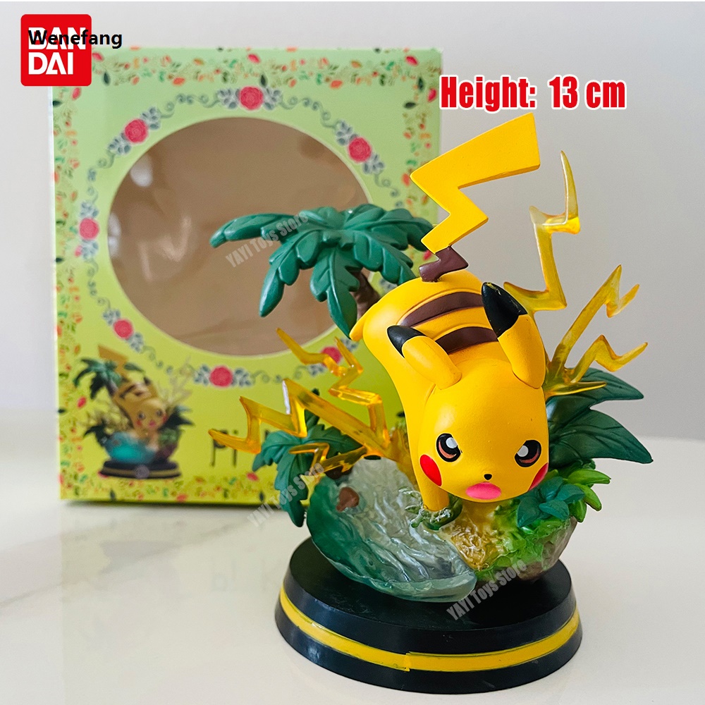 Wenefang Hot Pokemon Anime Figure Bikachu Charizard Squirtle Bulbasaur Vulpix Portable Scenes Version Figurine Toys PVC Model Collection Dolls