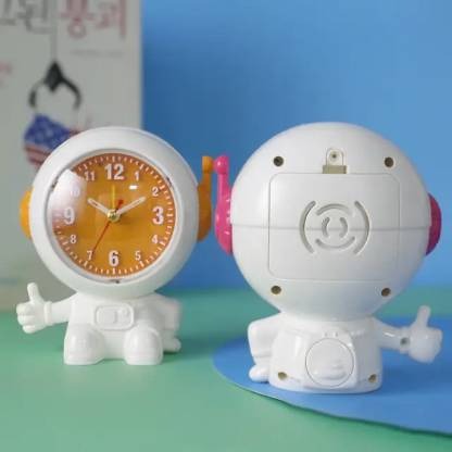 Astronaut Alarm Clock Kids Table Clock With Pen Holding Hands Cute Mini Decor