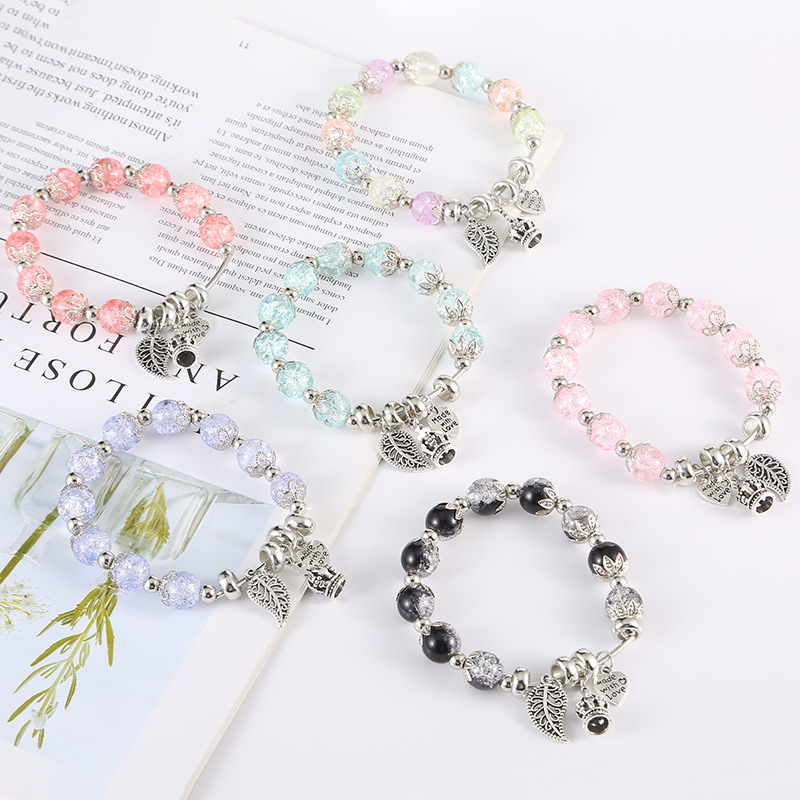 【Top-notch Crystal Bracelet Female Korean Bohemian Retro Ethnic Style Crown Bracelet with Leaves Scenic Spot