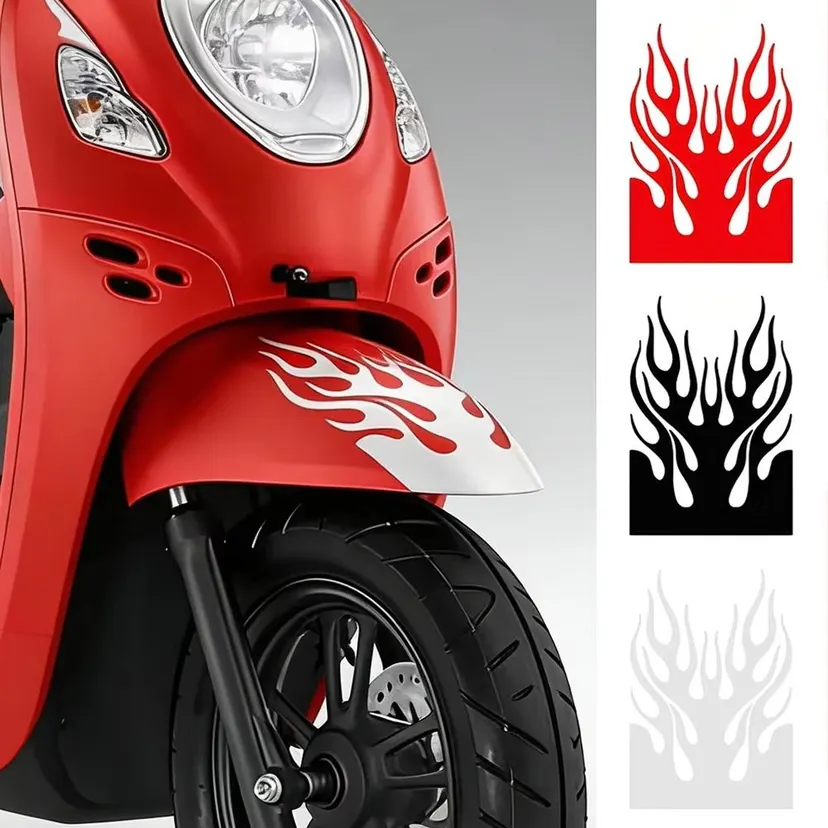 1PCS New Racing Stripes Motorcycle Sticker Waterproof Scratch Decoration Fender Reflective Sticker Decal Flame PVC Decoration Sticker Rearview Mirror Bumper