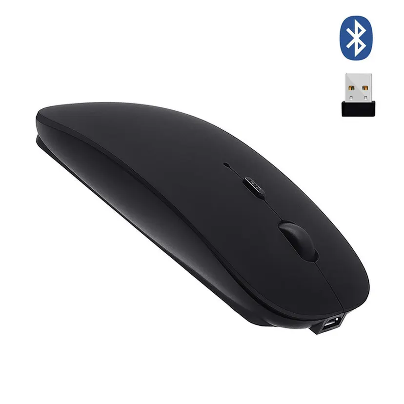Daul Mode Wireless Rechargeable Mouse Ultra Thin Silent Portable Mice Compatible with Laptop, Mac, PC, Tablet