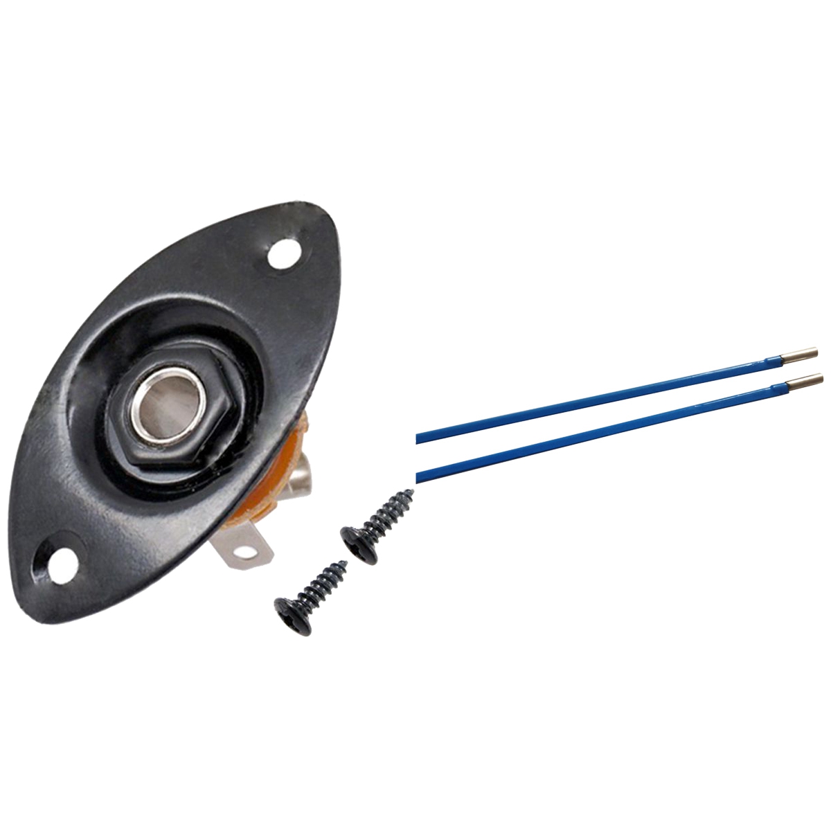 NAMUNY 3 Pcs Musical Instrument Accessories:1 Pcs Oval Indented Guitar Jack Plate & 2 Pcs Guitar Truss Rod Steel 9 X 440mm Blue