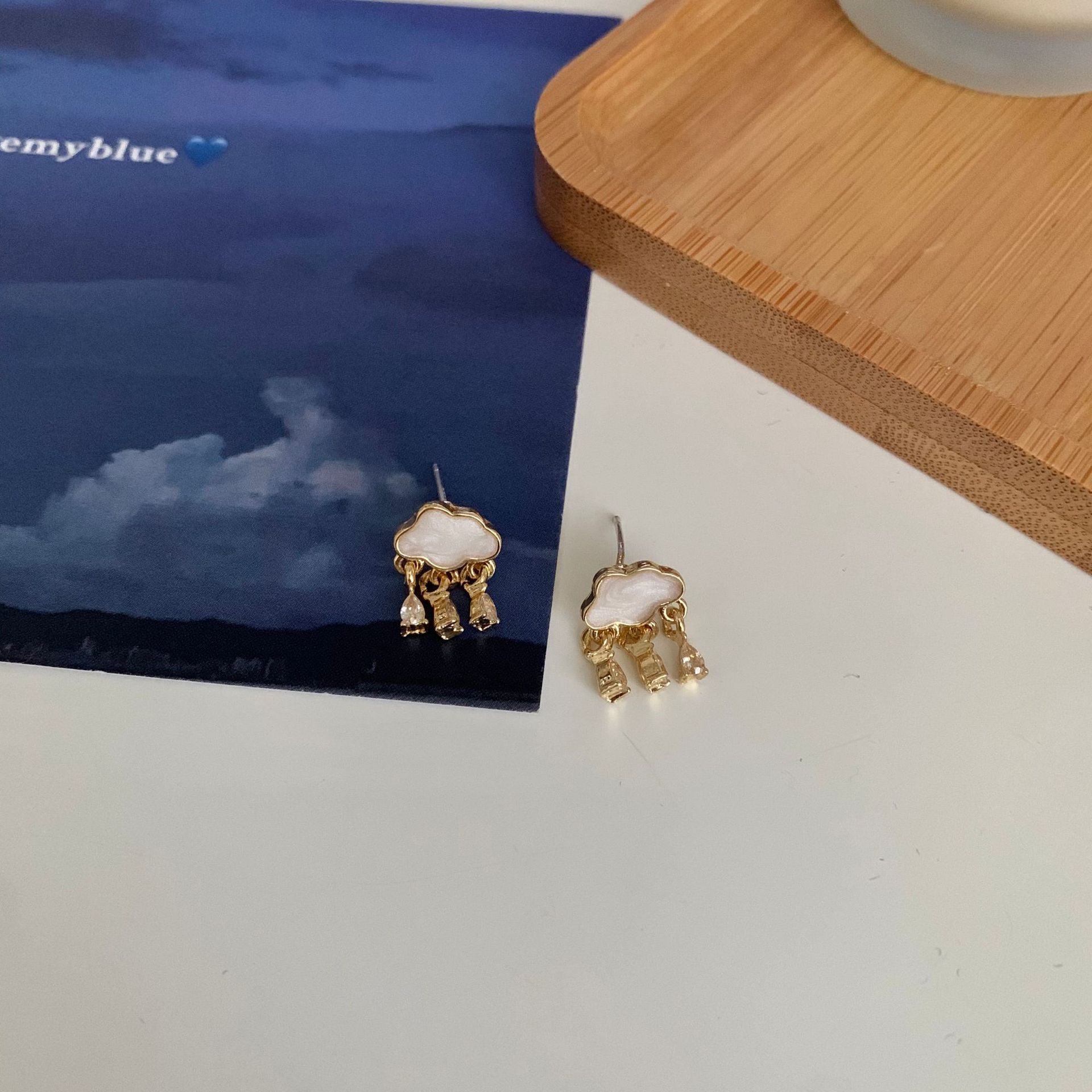 【New arrivals】Silver Needle Cloud Earrings Small Fresh Rain Drops Earrings Cute Water Drops Trendy Earrings Earrings