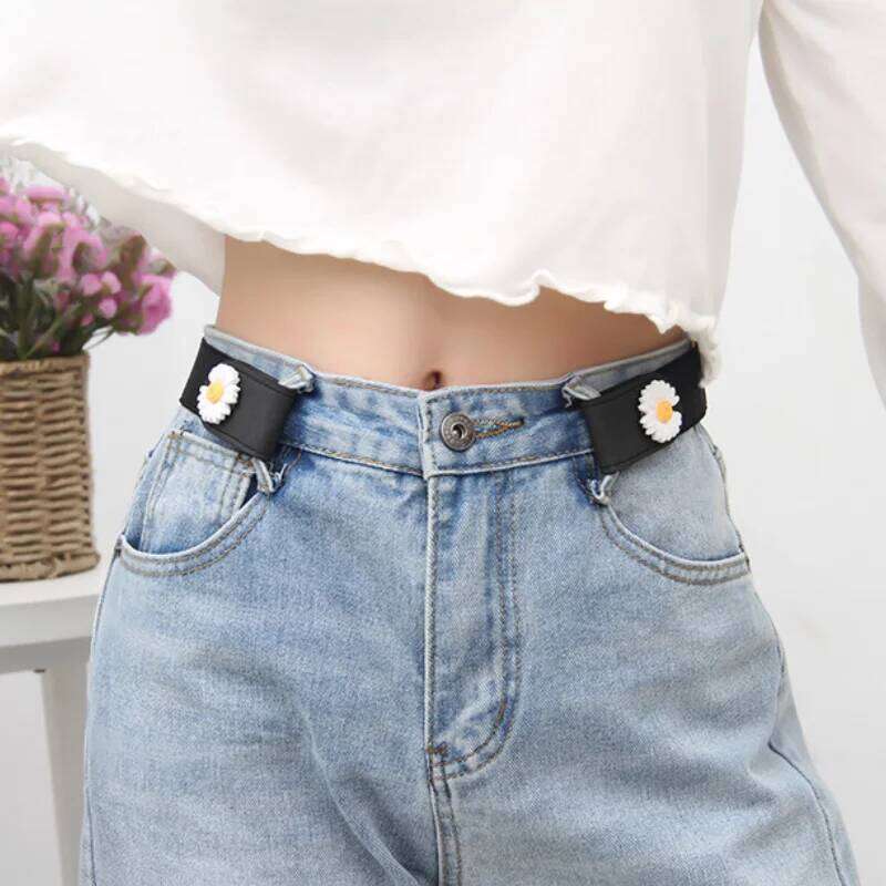 Lazy pants elastic jeans belt womens decoration ins style mens
