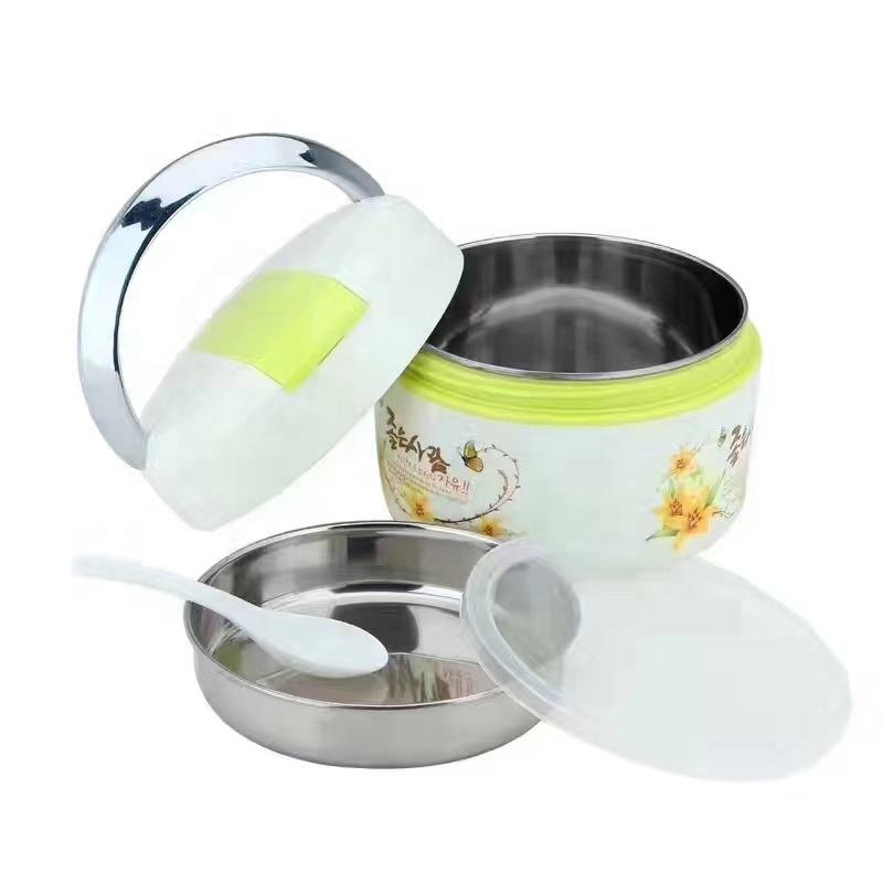 2-Layer 1000ml Stainless Steel Bento Lunch Box | Insulated Food Container with Spoon for Kids, Students & Office