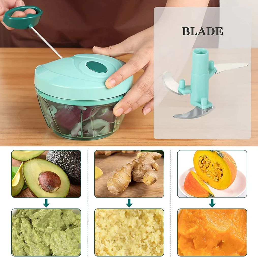 Round Hand Chopper Multipurpose Vegetable Dry Fruit Onion Chopper Machine With 3 Stainless Steel Blade