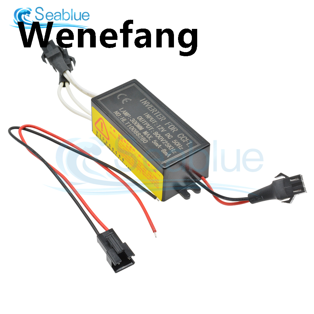 Wenefang 1Pcs DC 12V to 900V CCFL Inverter Male Connection For CCFL Angel Eyes E46 E39 E53 Driver Projector Lens Light Ballast Box