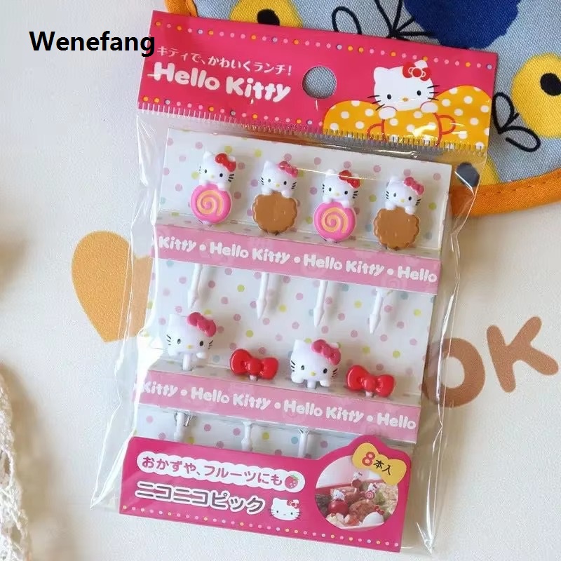 Wenefang Sanrio Hello Kitty Food Picks - Fruit Cocktail Fork Set, Cute Party Utensil for Bento, Lunch Box, Parties,Perfect for Children