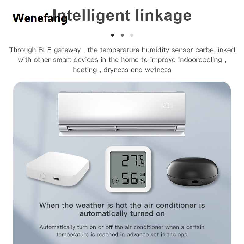 Wenefang Tuya Smart Bluetooth Temperature Humidity Sensor LCD Display Thermometer High Quality Hygrometer APP Remote Google Home Alexa Voice Control