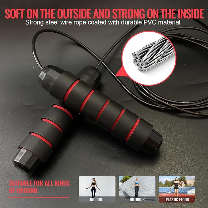 ProFit Adjustable Tangle-Free Bearing Jump Rope - Smooth Rotation with Non-Slip Handles for Ultimate Skipping Performance