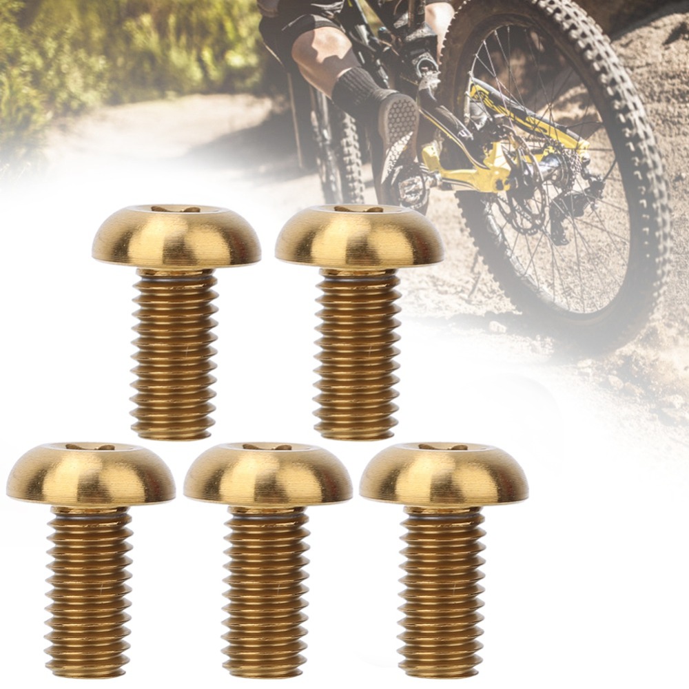 5PCS Durable M5*10mm/12mm Disc Brake Screws Hex Socket Cap Titanium Alloy Water Bottle Bolts High Strength Bicycle Disc Brake Screws Bicycle Maintenance