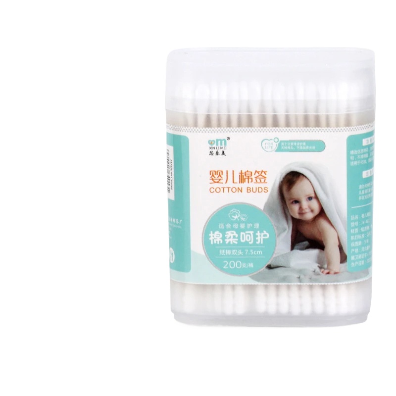 Pack Of 200 Double-Ended Sterile Baby Cotton Swabs With Spiral Heads - Multi-Purpose Cleaning Sticks For Ear And Nose