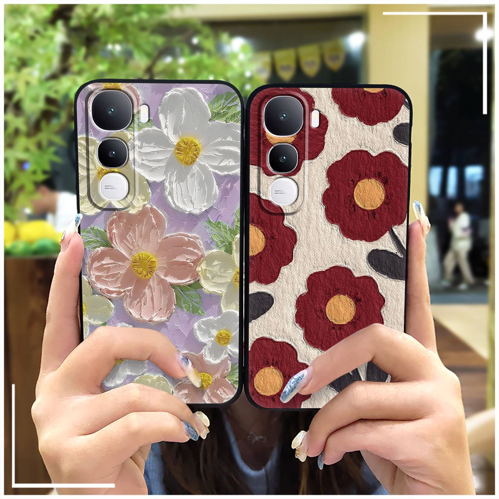 Oil Painting Dirt-resistant Phone Case For VIVO Y400 Global Protective Graffiti Soft case Cute Cartoon flower Durable