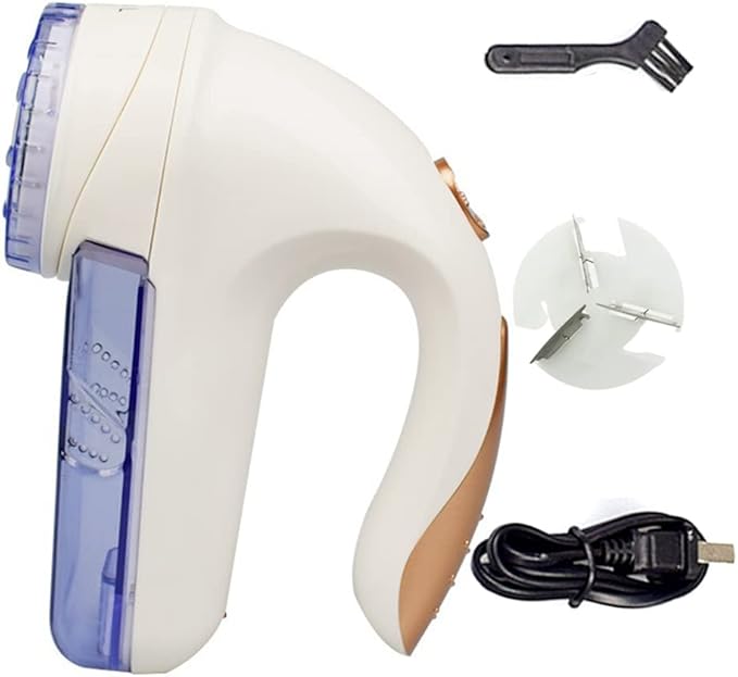 Premium Double Blade Fabric Shaver Lint Remover | Portable Rechargeable Cordless Fuzz Shaver Remover for Clothes Sweater Furniture Carpet Curtain