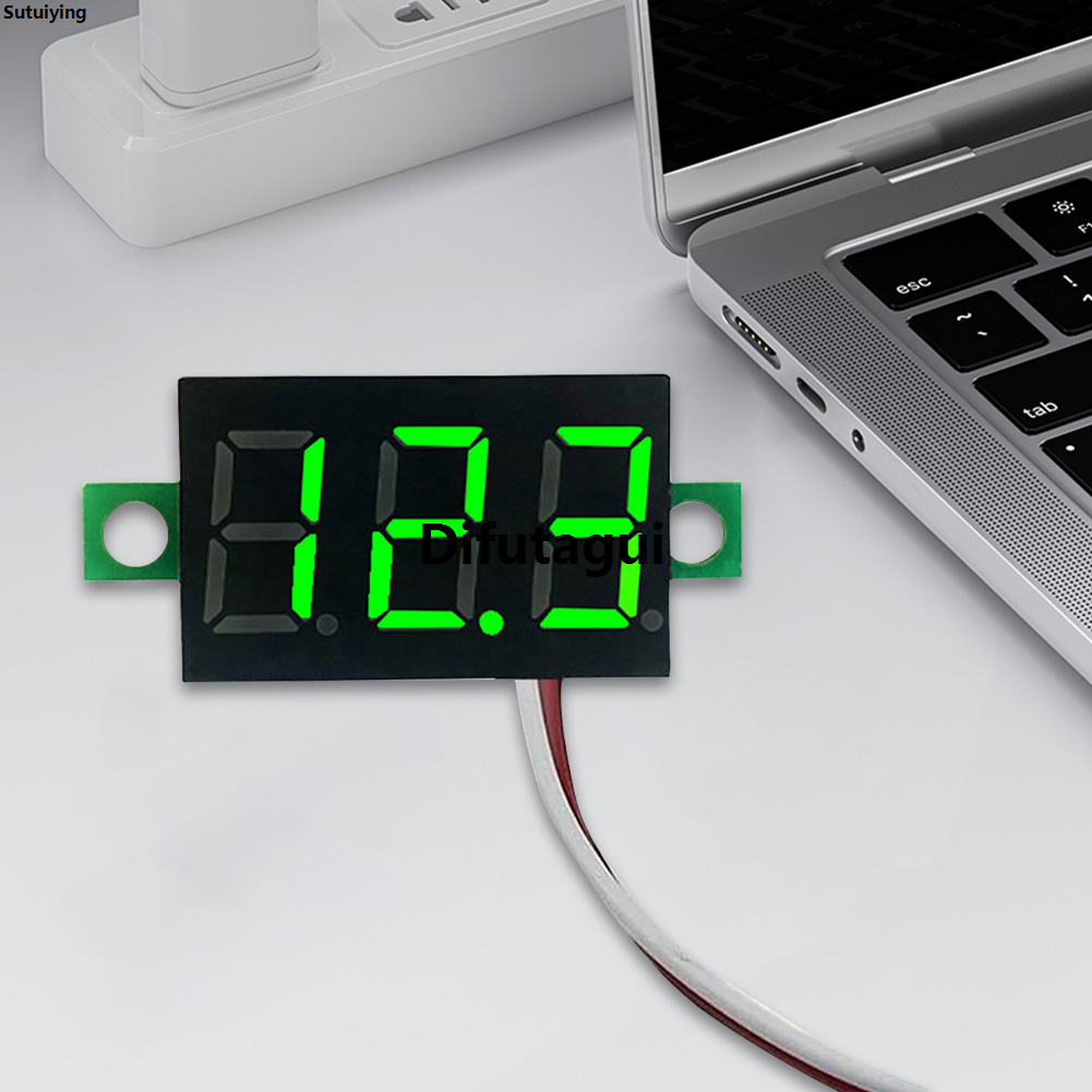 Sutuiying 1pc 2 Wires Mini Digital Voltmeter 0.28 Inch LED Display DC 2.5V-40V Fashion Digital Voltage Tester Meter Power Voltage Detector Tool