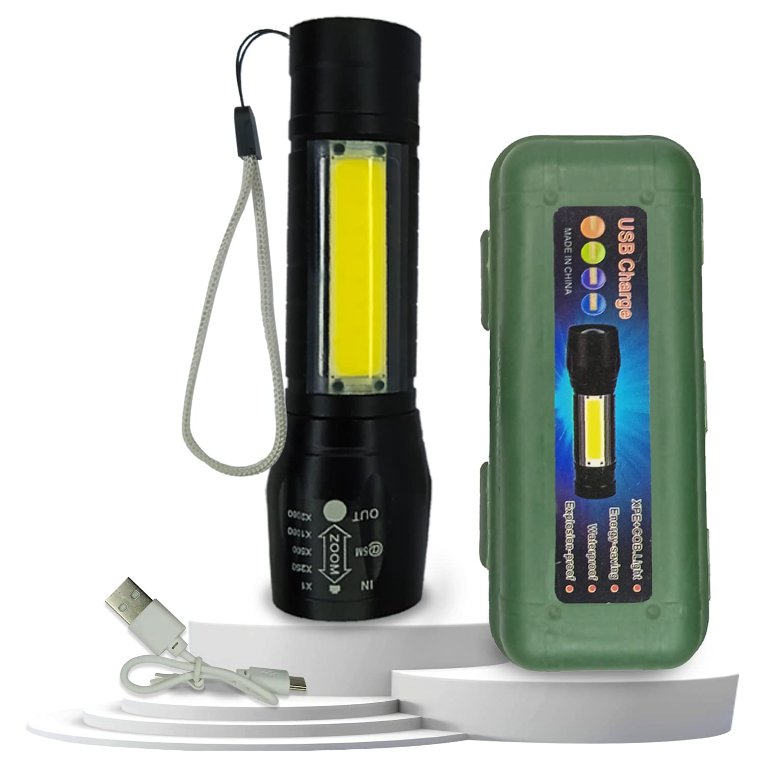 Zoomable LED Flashlight: USB Rechargeable, Waterproof Mini Torch