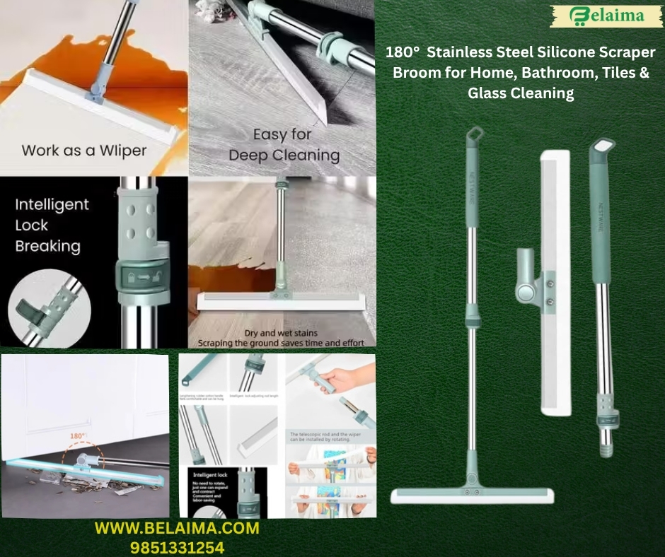 Heavy Duty Magic Broom Floor Wiper, Premium Floor Cleaning Squeegee,erfect for Bathroom and Kitchen Multifunctional Magic Broom Floor Squeegee with Long Handle (Pack of 1)
