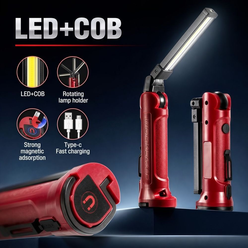 High Quality 5 Gears COB LED Work Light Rechargeable Folding High-lumen Flashlight Hanging Hook Magnetic Portable Searchlight Outdoor,Repair