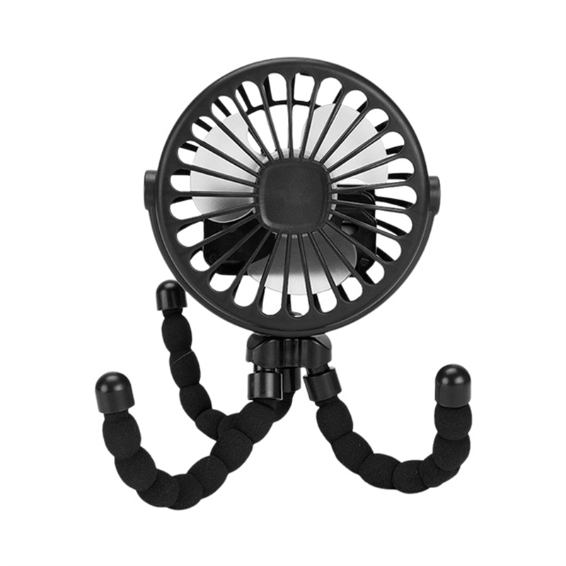 Black Portable USB Rechargeable Silent Mini Fan 3 Speed Adjustable