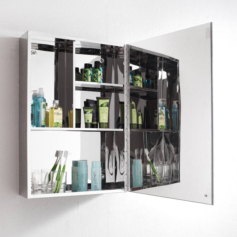 Elegant Stainless Steel Bathroom Cabinet with Mirrored Door, Adjustable Shelves, and Soft-Close Magnetic Hinges - 35x50cm