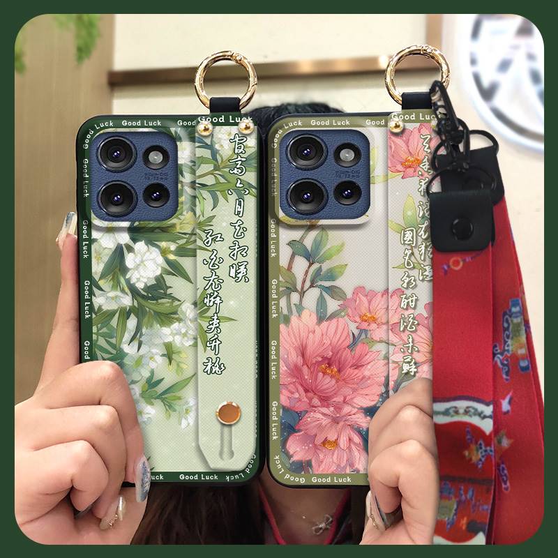 Waterproof Dirt-resistant Phone Case For ZTE Libero 5G Phone Holder Wrist Strap old lady Lanyard Anti-knock Back Cover
